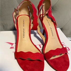 Chinese Laundry Red Scalloped Heels